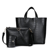 3 Piece Tote Handbag Cross Body Purse and Wallet - dealomy