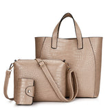 3 Piece Tote Handbag Cross Body Purse and Wallet - dealomy