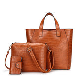 3 Piece Tote Handbag Cross Body Purse and Wallet - dealomy