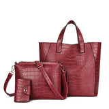 3 Piece Tote Handbag Cross Body Purse and Wallet - dealomy
