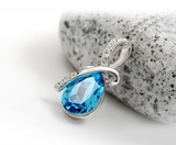 925 Silver Blue Crystal Necklace with Drop Style Pendant - dealomy